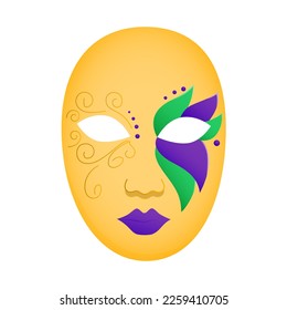 Ilustración vectorial de máscara de carnaval. Decoración de mascaradas de rostro completo. Símbolo de carnaval.