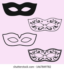 Carnival mask vector set silhouette isolated