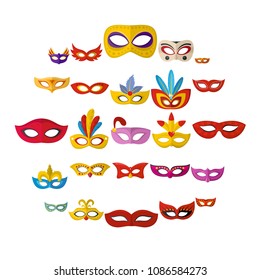 Carnival mask venetian icons set. Flat illustration of 25 carnival mask venetian icons for web