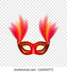 Carnival mask venetian mockup set. Realistic illustration of 4 carnival mask venetian mockups for on transparent background