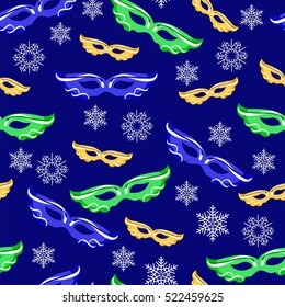 Carnival mask.Christmas seamless background. Vector