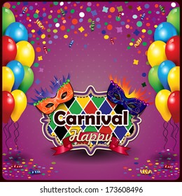 Carnival masks with balloons and confetti for parties with space to insert your text-transparency  blending effects and gradient mesh-EPS10