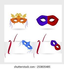Carnival masks with feathers, Masquerade party mask set