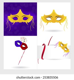 Carnival masks with feathers, Masquerade party mask set