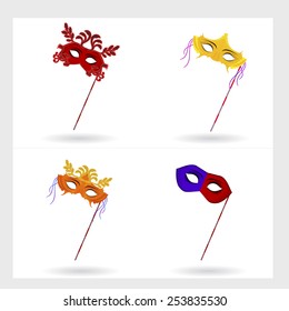 Carnival masks with feathers, Masquerade party mask set