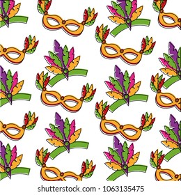 carnival masks and hats pattern background