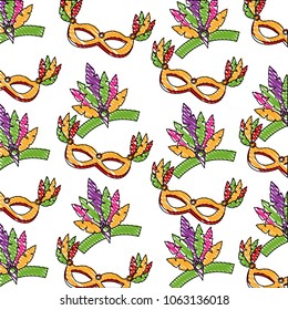 carnival masks and hats pattern background