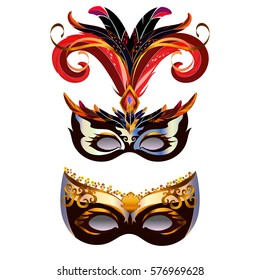 Carnival masks isolated on white.