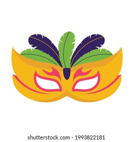 Carnival masks, Mardi gras masks with feathers icon, theater mask with feathers, party carnival decoration celebration and festival theme vector illustration. 