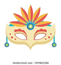 Carnival masks, Mardi gras masks with feathers icon, theater mask with feathers, party carnival decoration celebration and festival theme vector illustration. 