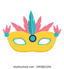 Carnival masks, Mardi gras masks with feathers icon, theater mask with feathers, party carnival decoration celebration and festival theme vector illustration. 