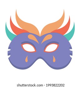 Carnival masks, Mardi gras masks with feathers icon, theater mask with feathers, party carnival decoration celebration and festival theme vector illustration. 