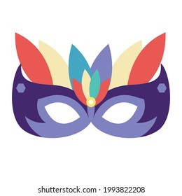 Carnival masks, Mardi gras masks with feathers icon, theater mask with feathers, party carnival decoration celebration and festival theme vector illustration. 