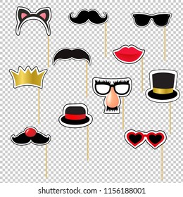 Carnival Masks Set Transparent Background With Gradient Mesh, Vector Illustration