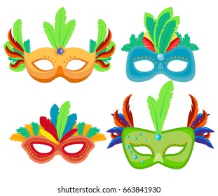 Carnival masks set vector illustration