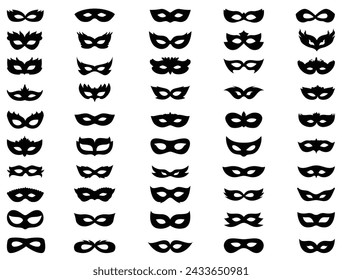 Carnival masks silhouette vector art white background