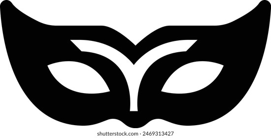 Siluetas de máscaras de carnaval. Icono de relleno negro de máscara de mascarada para fiesta, desfile y carnaval para el Mardi Gras y Halloween. Elemento de símbolo de máscara facial adornado de fantasía aislado sobre fondo transparente.