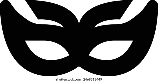 Siluetas de máscaras de carnaval. Icono de relleno negro de máscara de mascarada para fiesta, desfile y carnaval para el Mardi Gras y Halloween. Elemento de símbolo de máscara facial adornado de fantasía aislado sobre fondo transparente.