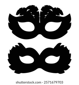 Carnival Masks Silhouettes on a white Background