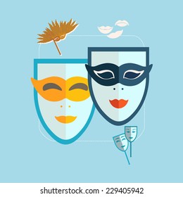 Carnival masks Venice Icon