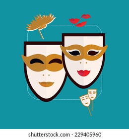 Carnival masks Venice Icon