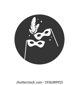  Carnival masks white icon. Black anonymous mask vector icon