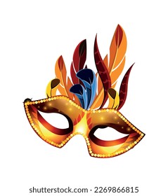 Carnival masquerade festival celebration attributes accessories realistic colorful composition with isolated mask image vector illustration