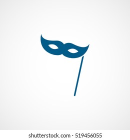 Carnival Masquerade Mask Blue Flat Icon On White Background