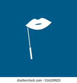 Carnival Masquerade Mask Flat Icon On Blue Background