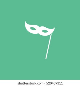 Carnival Masquerade Mask Flat Icon On Green Background