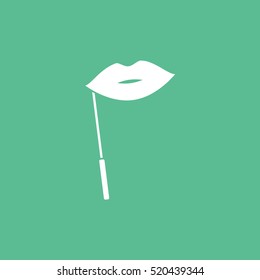 Carnival Masquerade Mask Flat Icon On Green Background