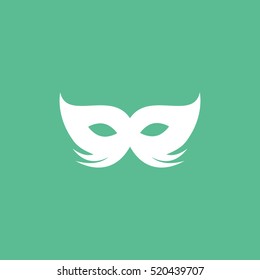 Carnival Masquerade Mask Flat Icon On Green Background