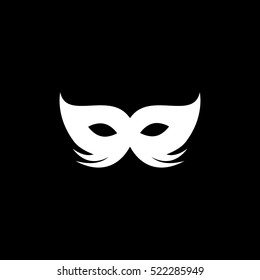 Carnival Masquerade Mask Flat Icon On Black Background