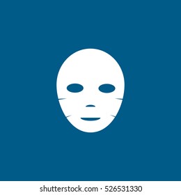 Carnival Masquerade Mask Flat Icon On Blue Background