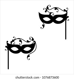 Carnival, Masquerade Mask Icon Design Vector Art Illustration