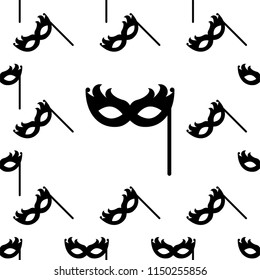 Carnival, Masquerade Mask Icon Seamless Pattern Vector Art Illustration