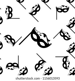 Carnival, Masquerade Mask Icon Seamless Pattern Vector Art Illustration