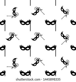 Carnival, Masquerade Mask Icon Seamless Pattern Vector Art Illustration