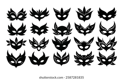 Carnival Masquerade Mask Icon Set