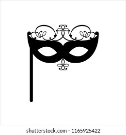 Carnival, Masquerade Mask Icon Vector Art Illustration