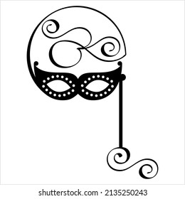 Carnival, Masquerade Mask Icon Vector Art Illustration