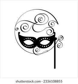 Carnival, Masquerade Mask Icon Vector Art Illustration