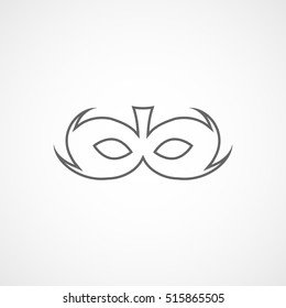 Carnival Masquerade Mask Line Icon On White Background