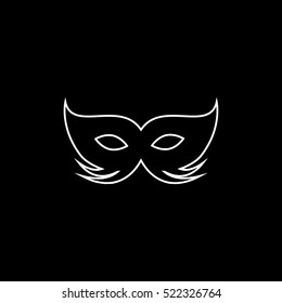 Carnival Masquerade Mask Line Icon On Black Background