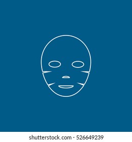 Carnival Masquerade Mask Line Icon On Blue Background