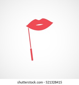 Carnival Masquerade Mask Red Flat Icon On White Background