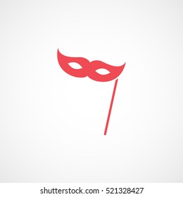 Carnival Masquerade Mask Red Flat Icon On White Background