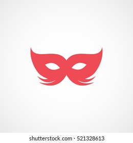 Carnival Masquerade Mask Red Flat Icon On White Background