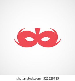 Carnival Masquerade Mask Red Flat Icon On White Background