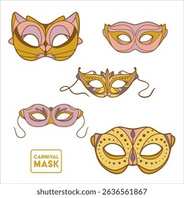 carnival and masquerade masks decorative hand-drawn festive illustration